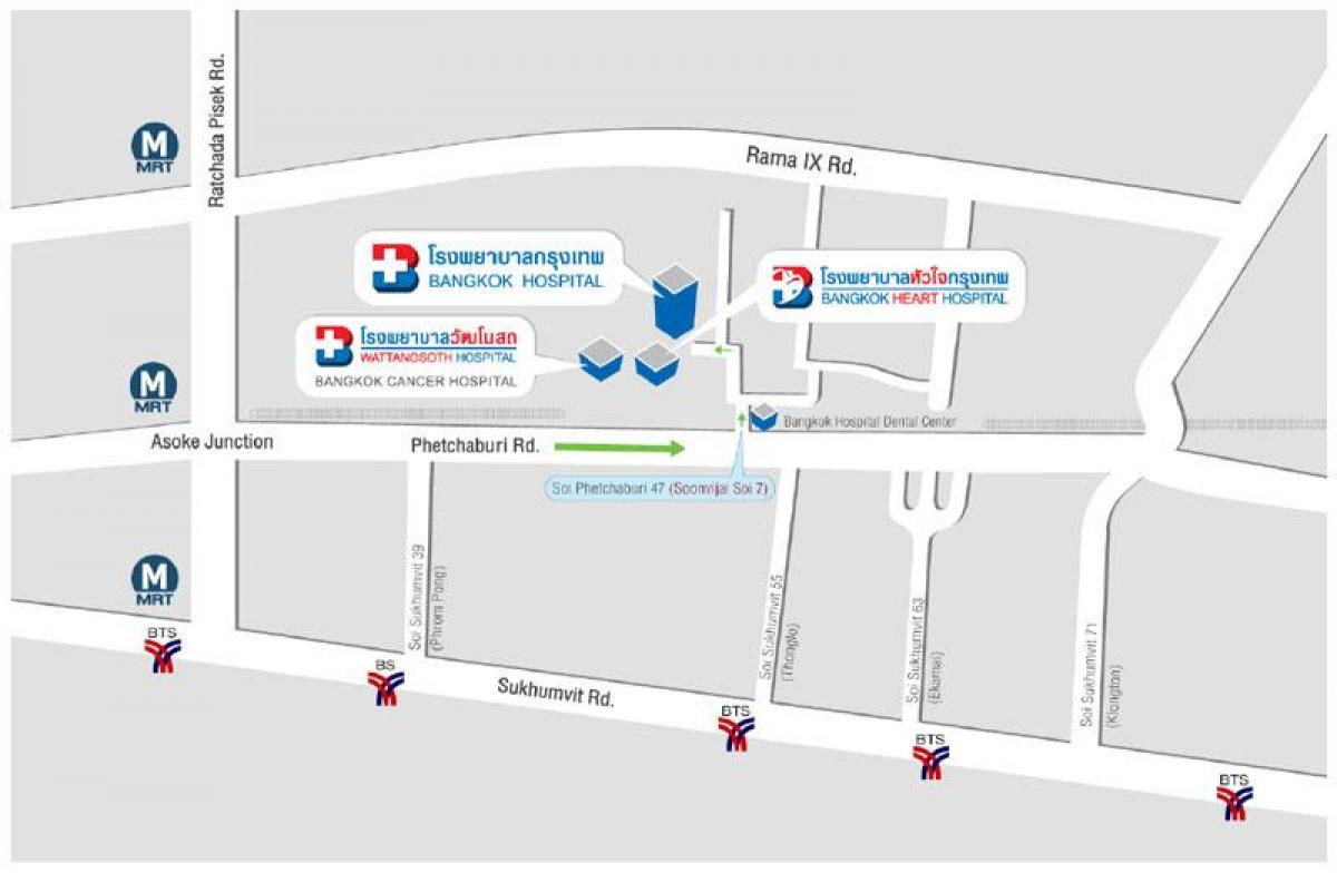 mapa nemocnice bangkok