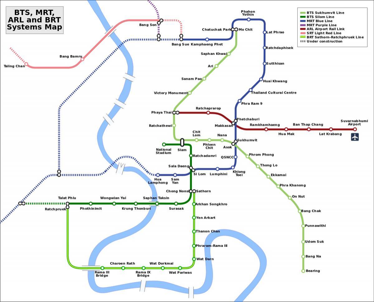 bangkok železničné spojenie mapu