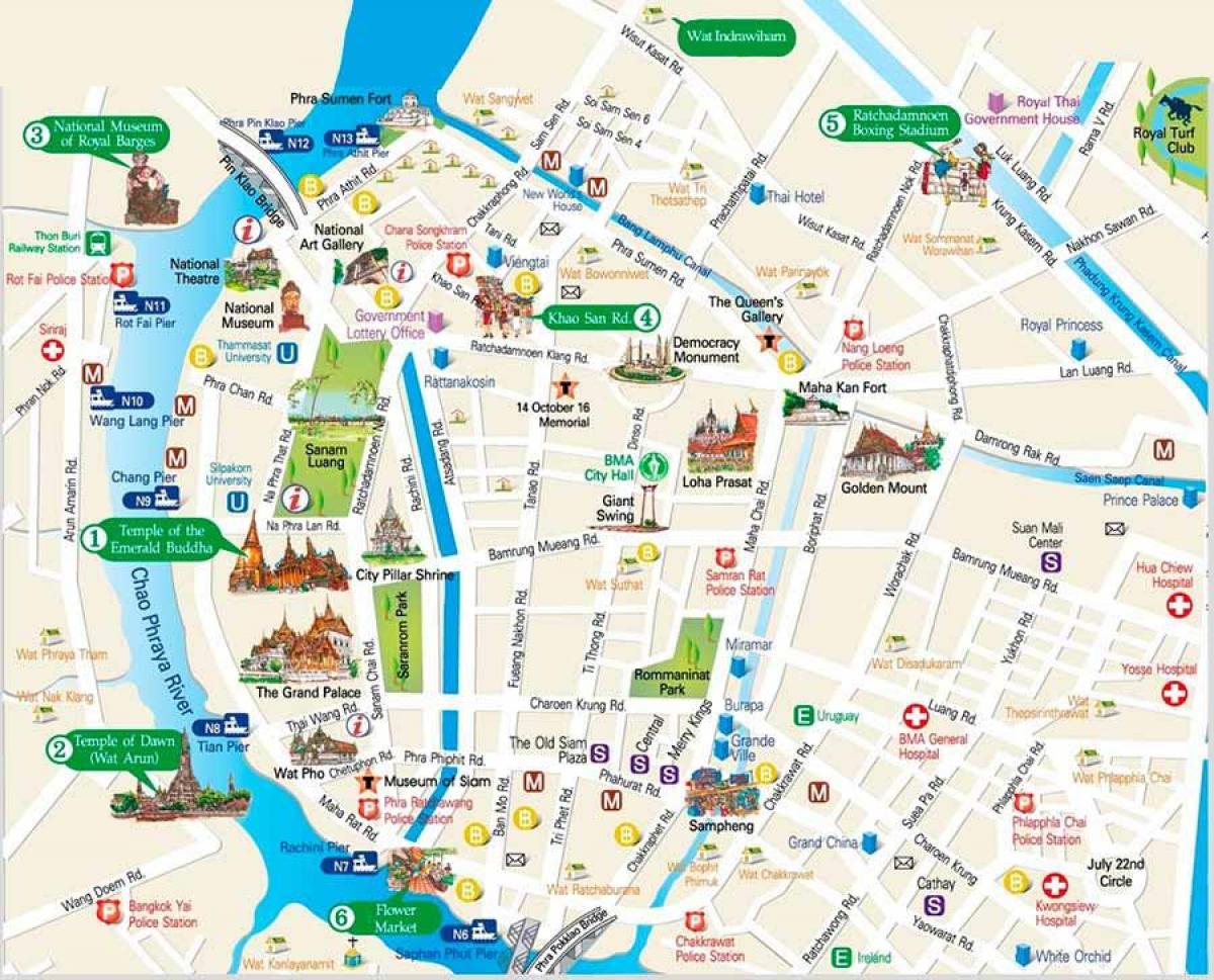 bangkok zaujímavé miesta mapu