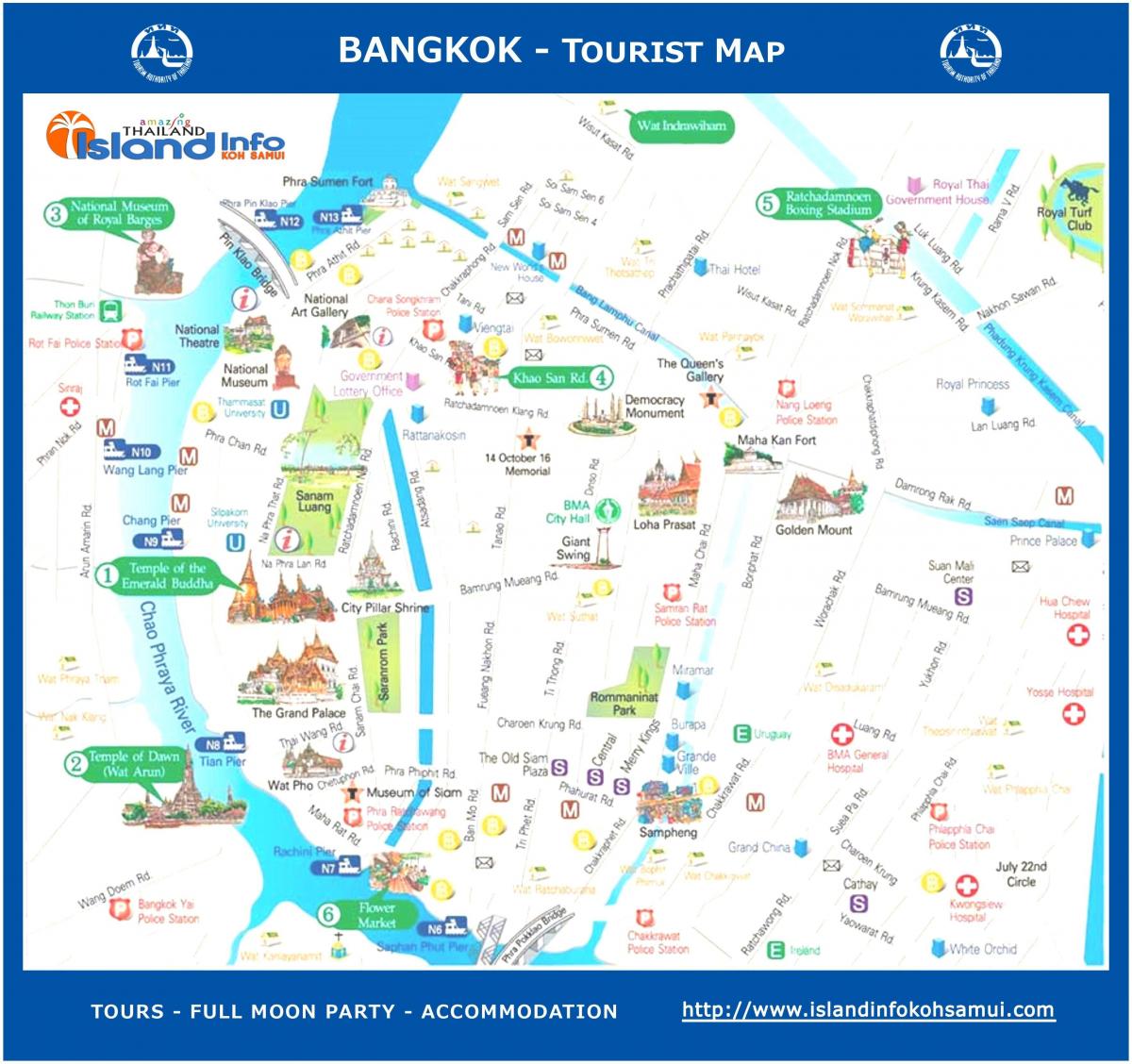 bangkok cestovného sprievodcu, mapu