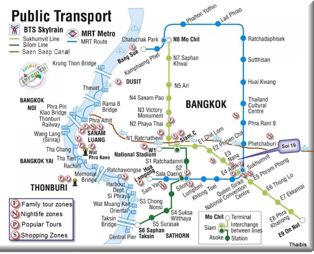 verejná doprava bangkok mapu