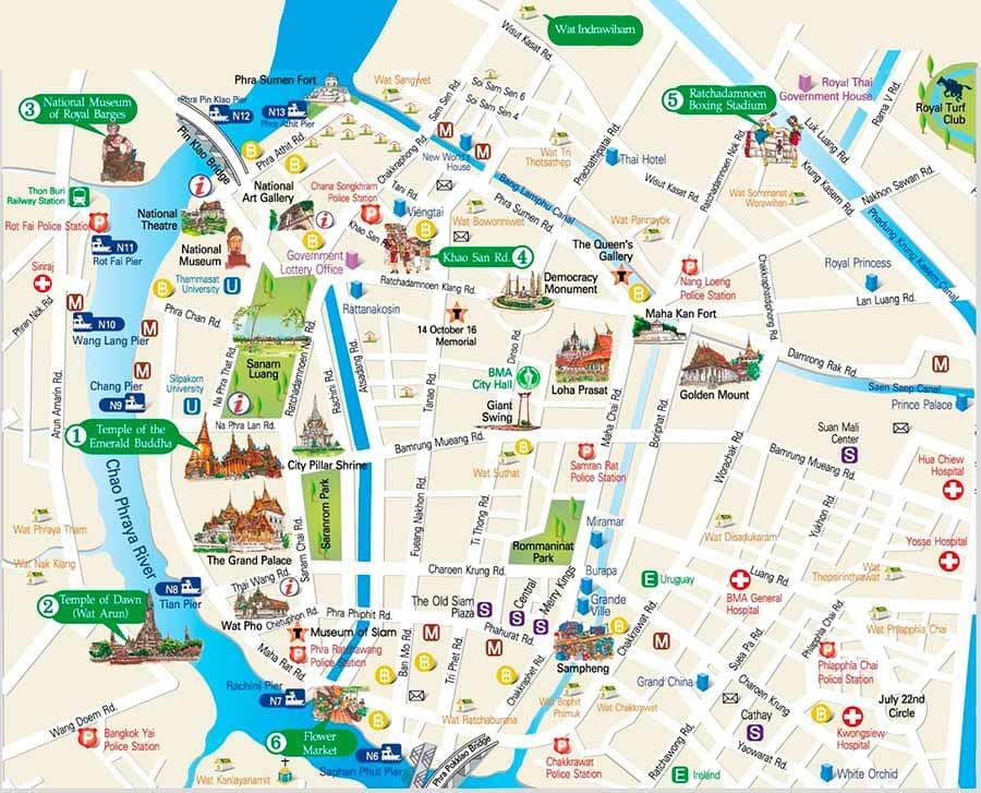 bangkok pamiatky mapu