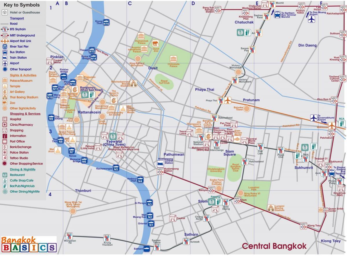 mapa strednej bangkok
