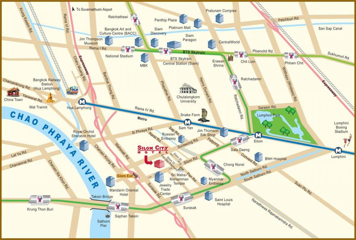 mapa rieky meste bangkok