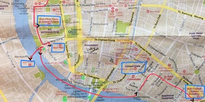 Bangkok staré mesto mapa