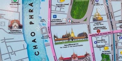 Bangkok mapy, turistických miestach,