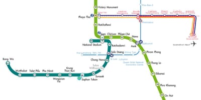 Mapa bts mapa trás v meste bangkok