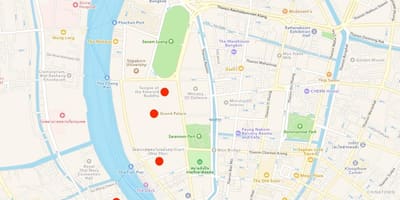 Mapa chrámy v meste bangkok